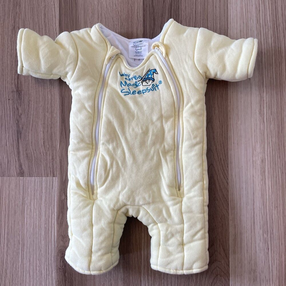 Baby Merlin's Magic Sleepsuit Yellow Cream Small Size 3-6 Months 12-18 lb Cotton